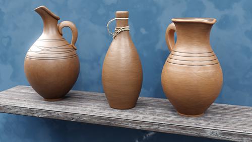 Set of 3 clay jugs preview image